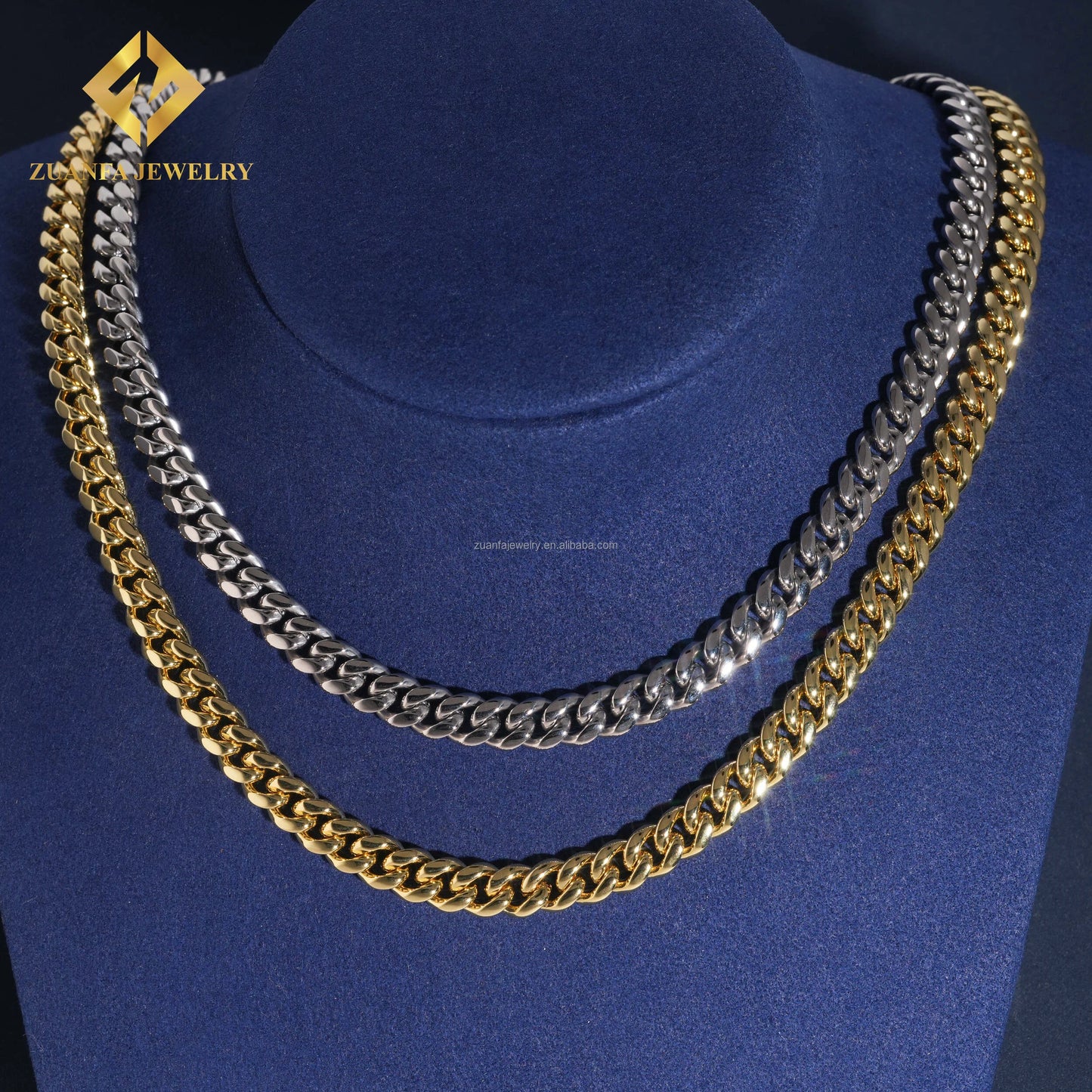 Hot Selling 8mm Iced Out Man Hip Hop Jewelry  14k Gold Plated 316L VVS1 Moissanite Diamond Miami Plain Chain Cuban Link Chain