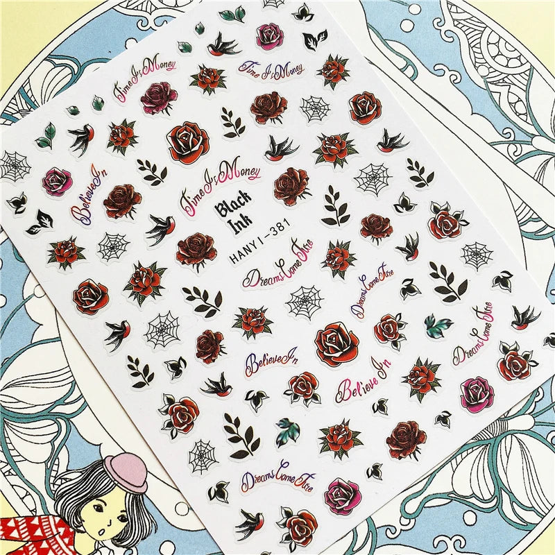 MG201011-38 WG661 Skull head snake sexy woman  3D Back glue Nail Art Stickers Decals Sliders Nail ornament decoration