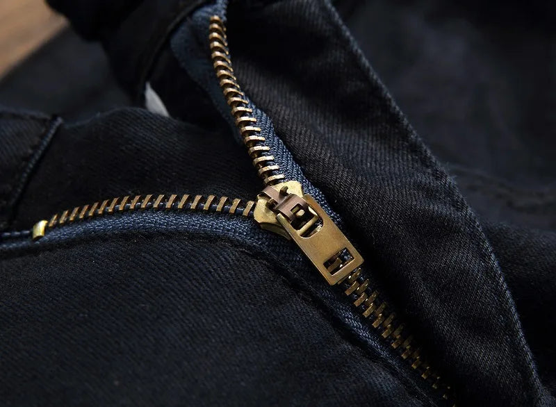 Broken Coated Ripped Jeans Herren Hochwertige Baumwollhose Reißverschluss BIKER Jeans Cowboy Denim Hose Schwarz Weiß Patchwork