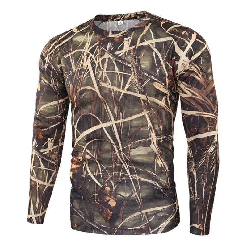 New Long Sleeve T shirts Men Outdoor Tactical Training Camouflage T-shirt Quick Dry Camo Tshirt Hunting Hiking Camping Tee Shirt