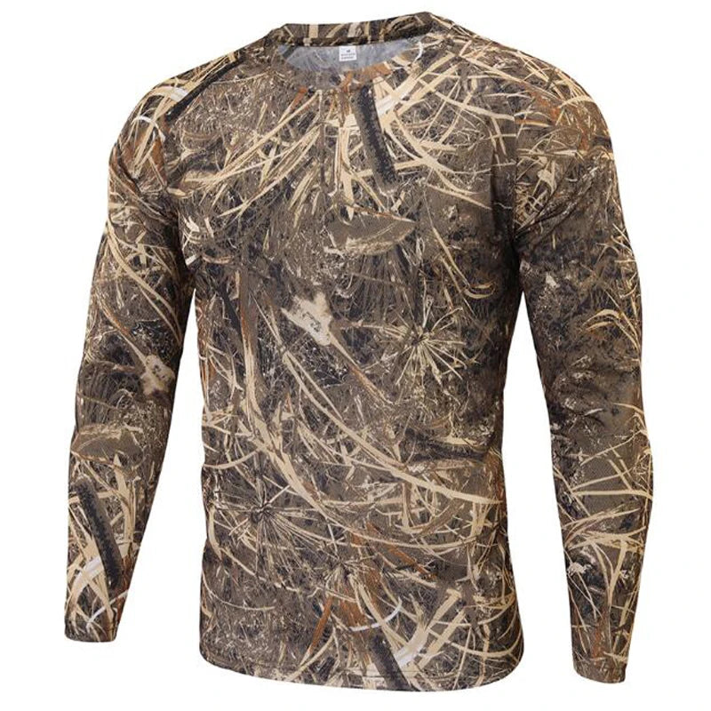 New Long Sleeve T shirts Men Outdoor Tactical Training Camouflage T-shirt Quick Dry Camo Tshirt Hunting Hiking Camping Tee Shirt