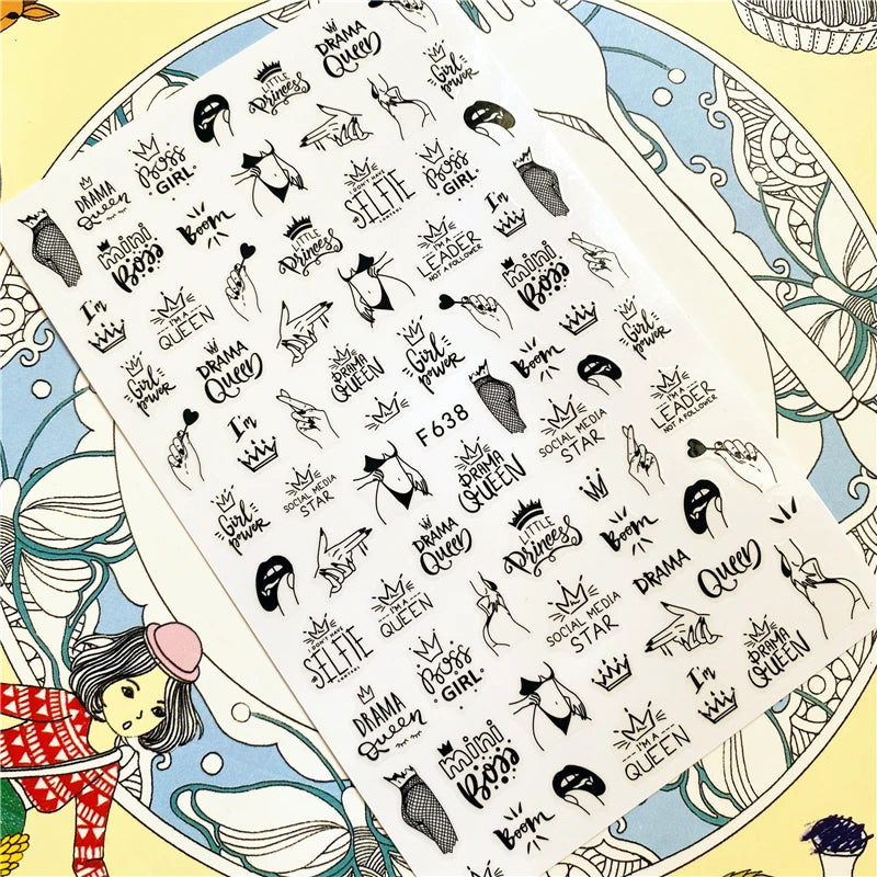 MG201011-38 WG661 Skull head snake sexy woman  3D Back glue Nail Art Stickers Decals Sliders Nail ornament decoration