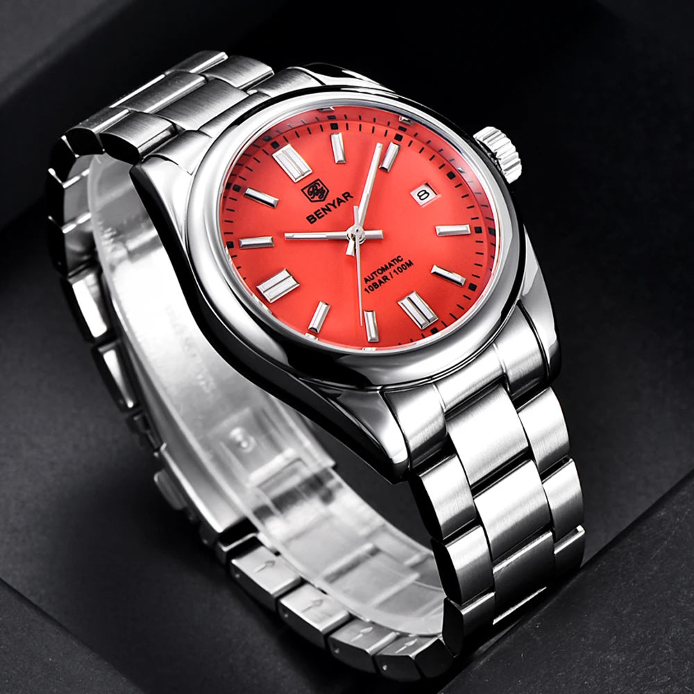BENYAR Neue Taucheruhr für Männer 10Bar wasserdichte Herren Mechanische Armbanduhren Luxus Edelstahl Automatikuhren