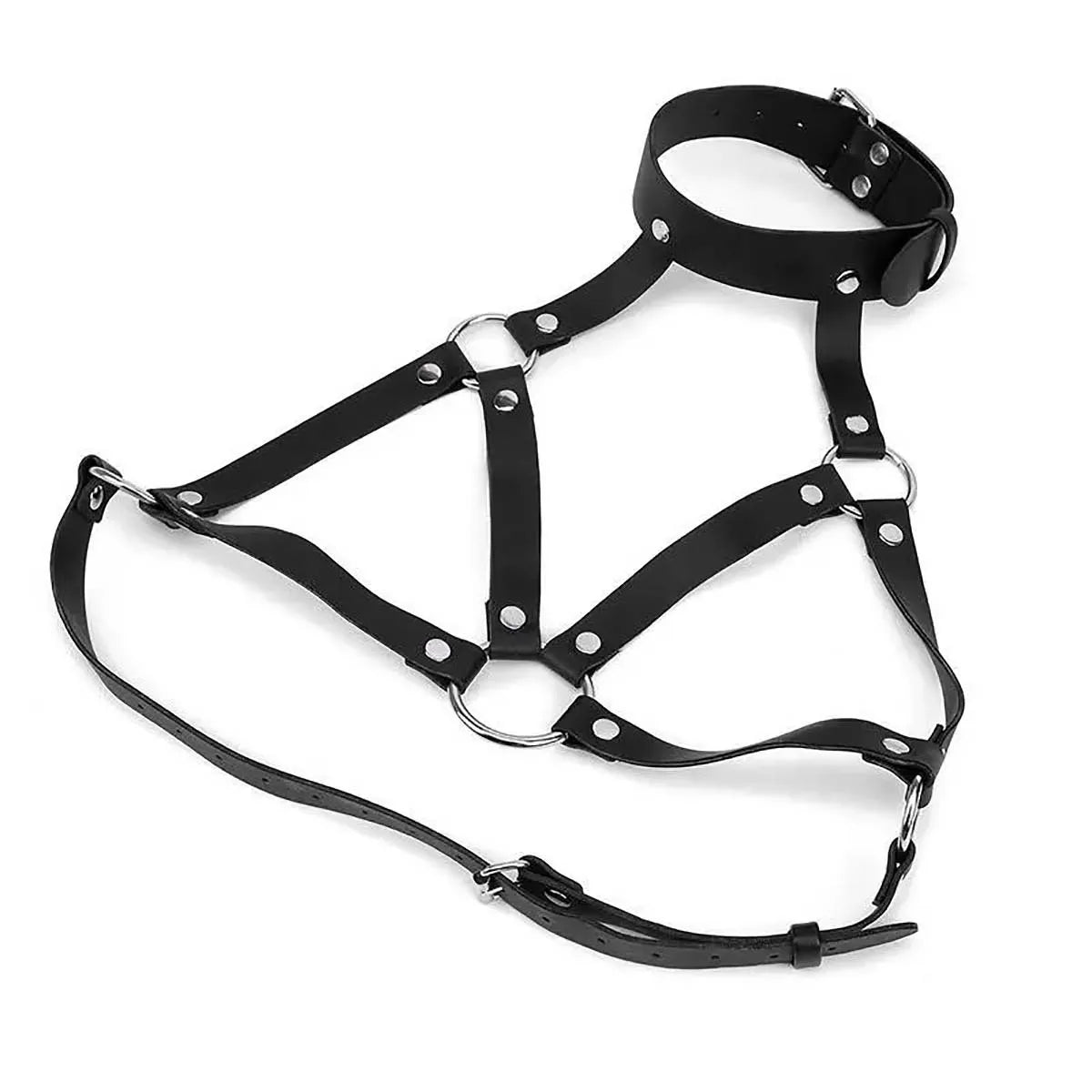BDSM Fetish Leather Body Harness for Women Couples Bondage Collar & Chain Belt ODM Comfortable Daily Use 3D Embroidery