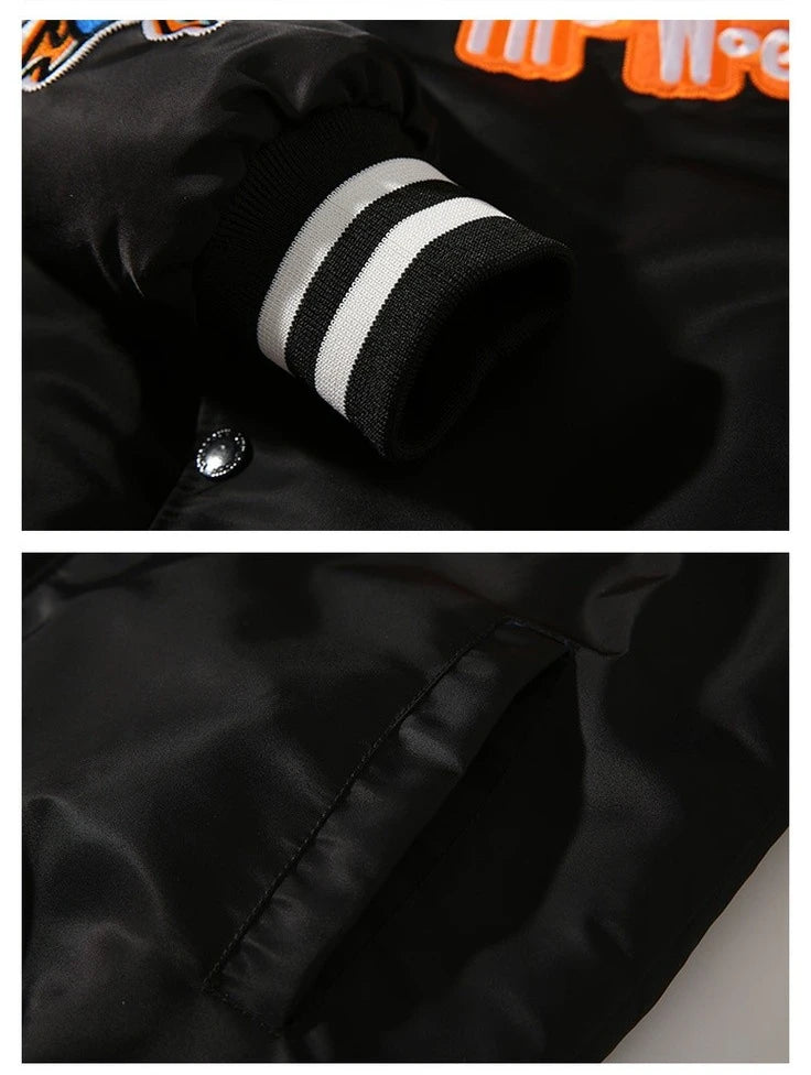 Winter Varsity Jacke Männer Frauen Embriodey Basketball Jacke Retro Mode Pilot Jacke Männer Tier Paar Kleidung High Street