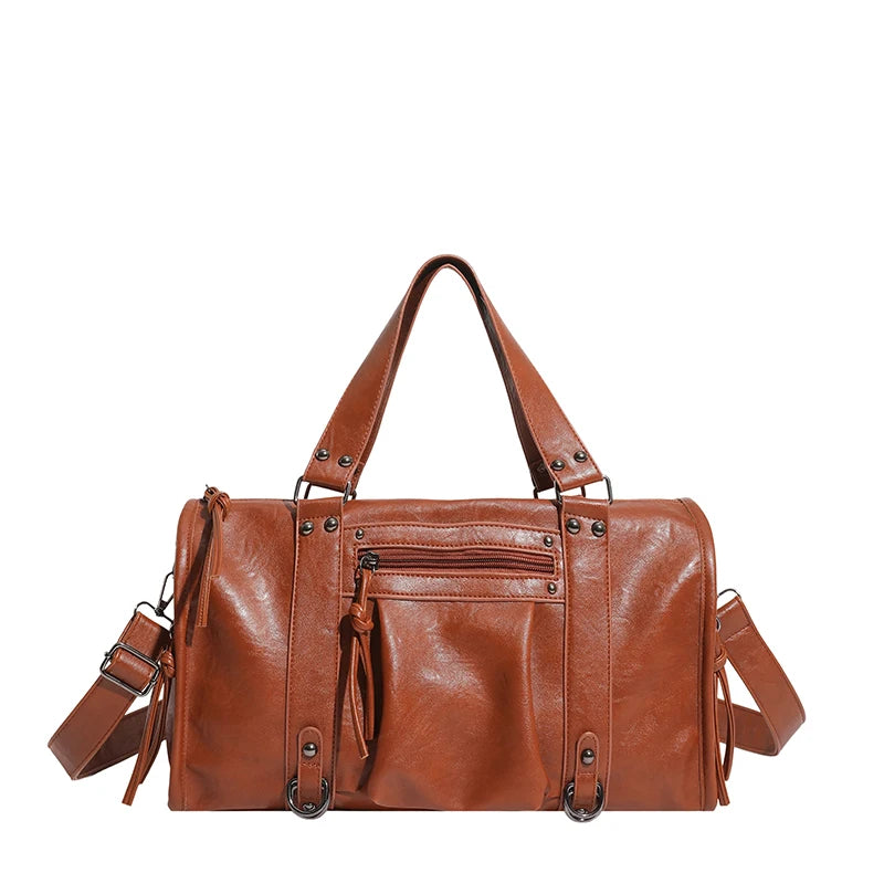 Large Capacity Women PU Leather Handbags Tote Bags Casual Female Rivet Big Shoulder Messenger Bags Fashion Zipper Crossbody Bag
