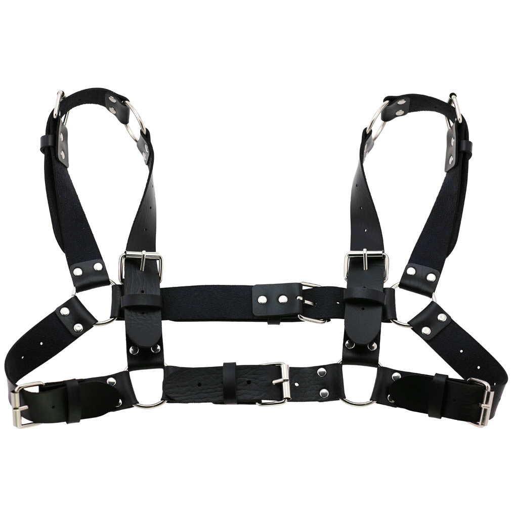 Women Men Sexy Punk Chest Harness Adjustable Caged Metal Body Chain PU Leather Choker Statement Necklace Party Clubwear