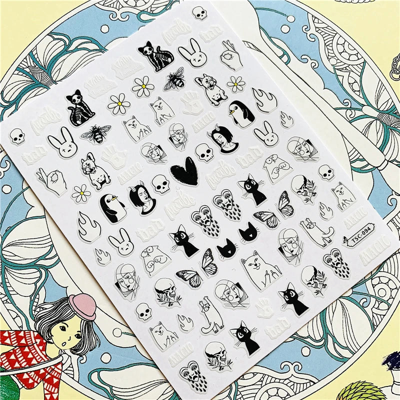 MG201011-38 WG661 Skull head snake sexy woman  3D Back glue Nail Art Stickers Decals Sliders Nail ornament decoration