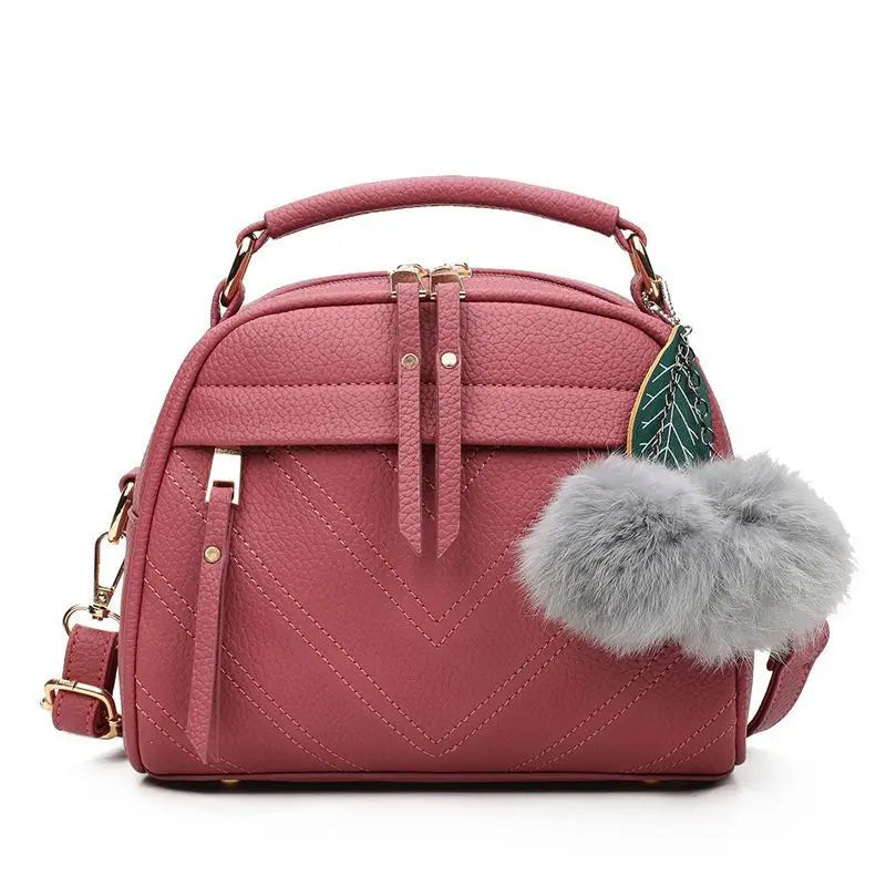 PU Leather Small Handbag For Women Girl Fashion Tassel Messenger Bags With Ball Female Shoulder Bags Ladies Party Crossby Bag