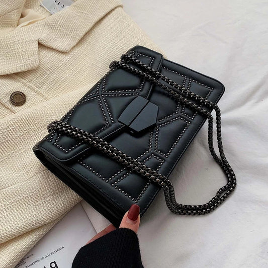 Rivet Chain Brand PU Leather Crossbody Bags For Women hit Simple Fashion Shoulder Bag Lady Luxury Small Handbags