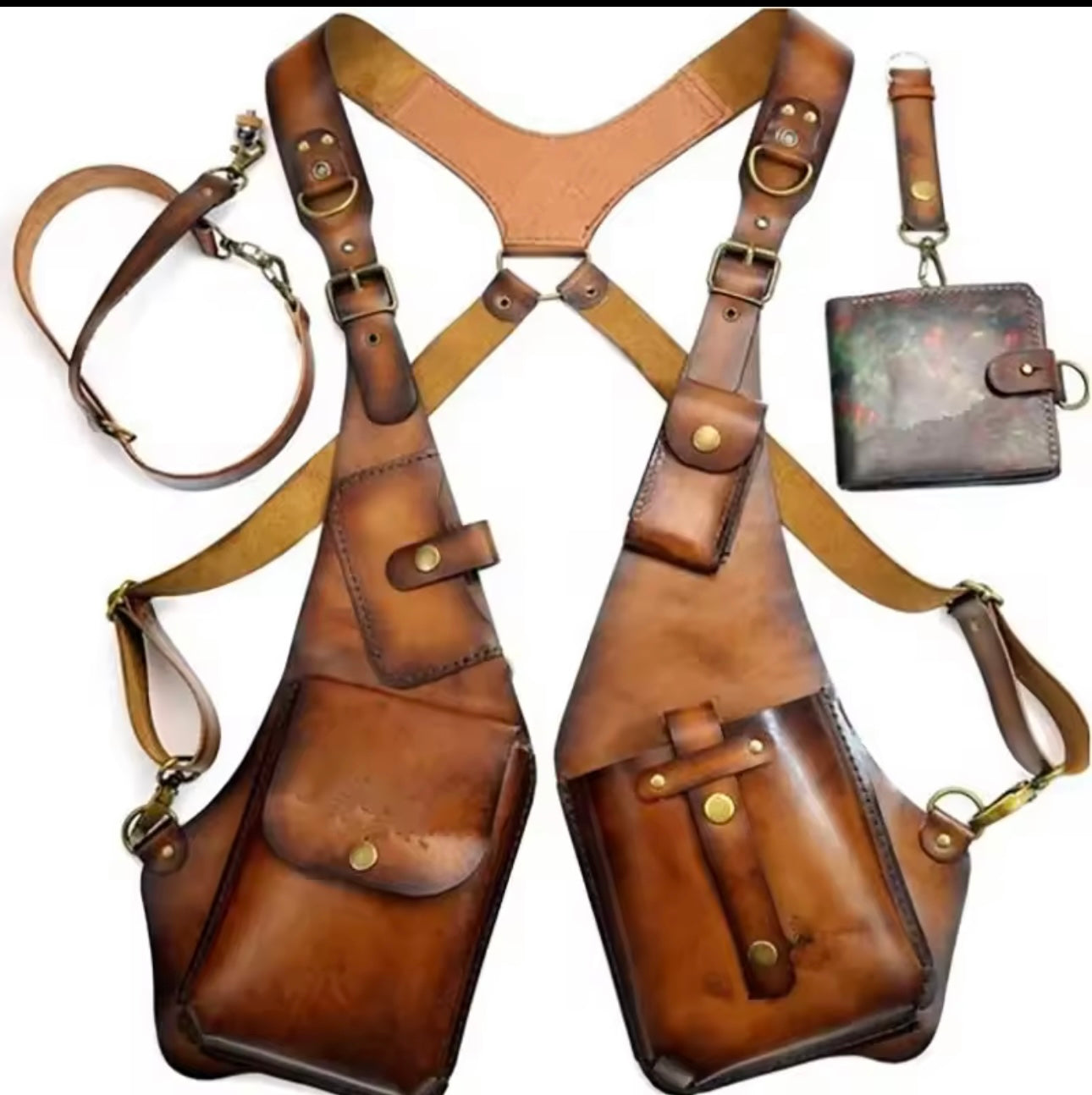 Leather  Chest Harness Bag  Tactical Crossbody  Holster Vest (Unisex)