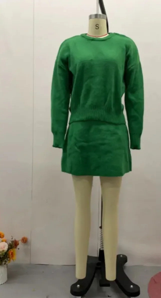 Lässiges, vielseitiges Strickrock-Outfit im College-Stil in reiner Farbe für Damen