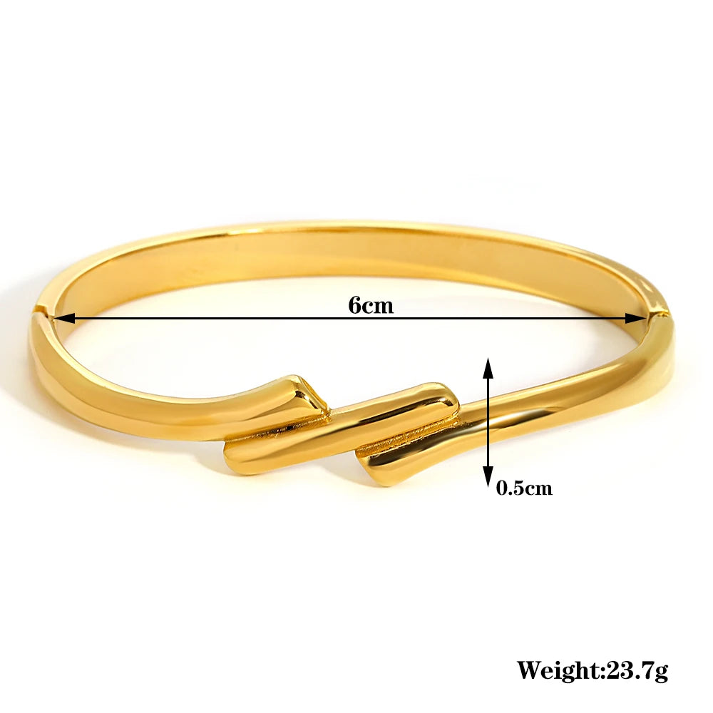 Greatera Trendy Gold Plated 316L Stainless Steel Bangles Bracelets for Women Delicate Cubic Zirconia Bracelet Party Jewelry 2024