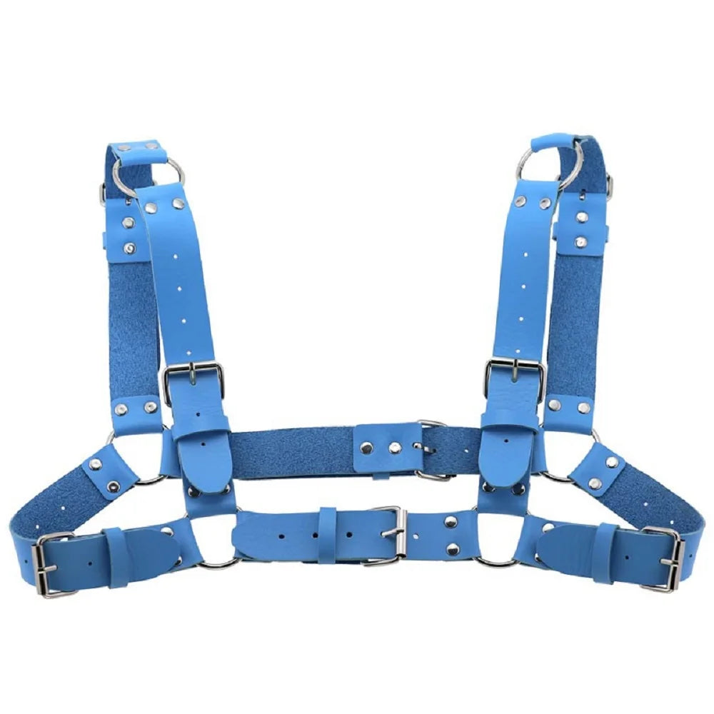 Decopunk Women Men Sexy Punk Chest Harness Adjustable Caged Metal Body Chain PU Leather Choker Statement Necklace Party Clubwear
