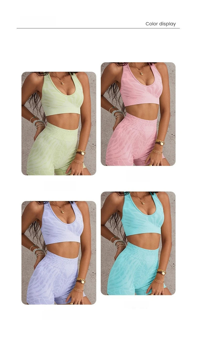 Sports Outdoor Quick Drying Yoga Suit Women's Set Shorts Set Cycling Fitness Vest Top Summer Fitness Suit Sliming Sports Clothes