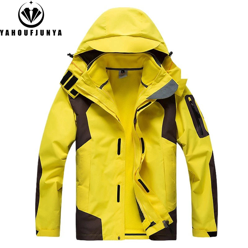 Winter Men Triple Windbreak Thick Warm Removable Hooded Jacket Men Autumn Hiking Outdoor Travel Camping Skiing Jacket Coat Male