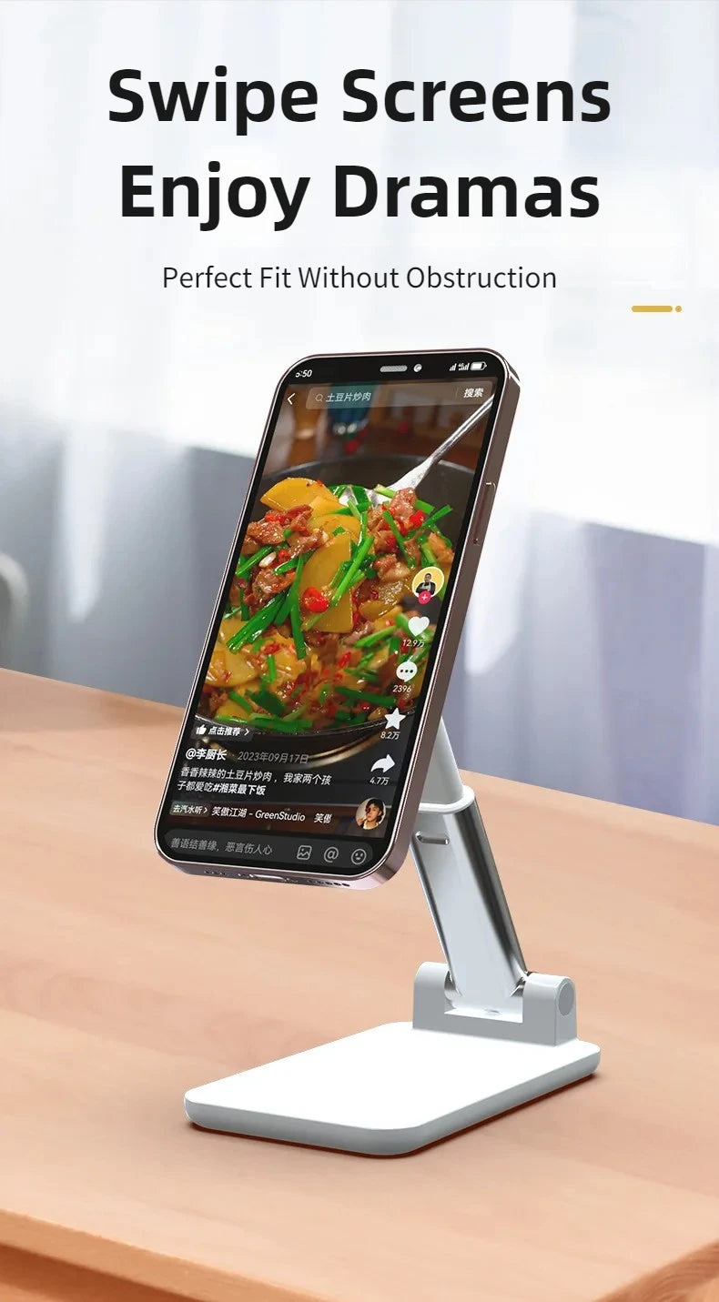 Magnetic Flexible Adjustable Phone Stand Foldable Portable Desktop Mount Holder for All Smartphones with Tight Clip Accessories
