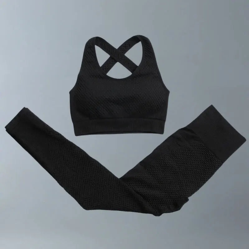 Yoga Suits Women Fitness Wear Gym Set Sports Outfits Training Exercise Workout Pants Long Sleeve Crop Top Bra Womens Tracksuits