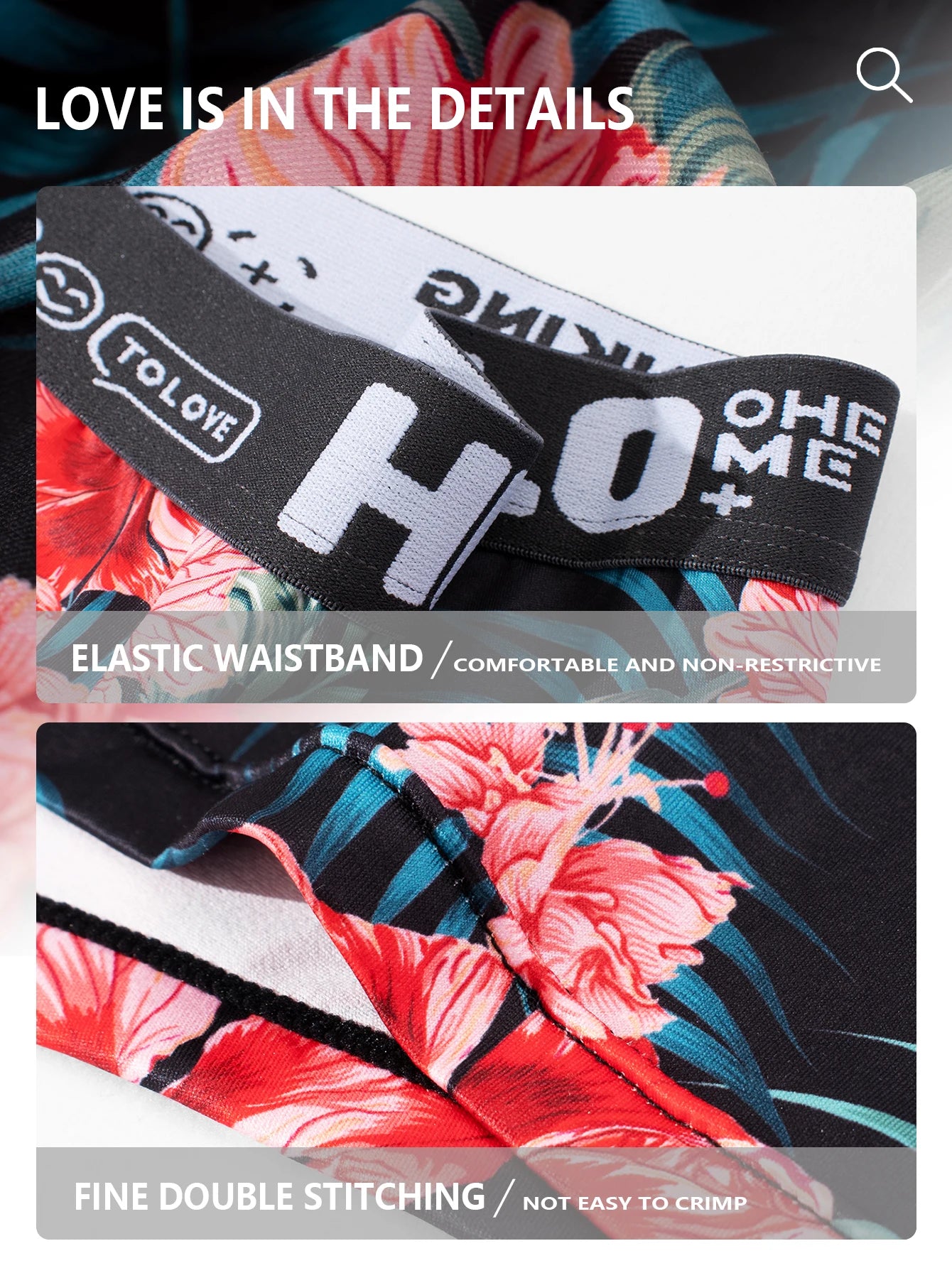 Explosive 4 pairs of men's trendy underwear breathable flowers printed boxer shorts boys explosive boxer shorts non-marking brea