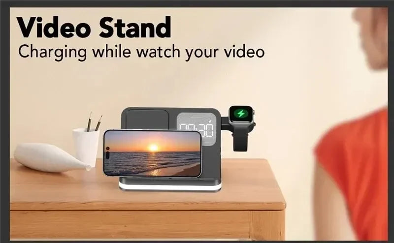 Wireless Charger Stand For iPhone 17-12 Samsung S25 S22 Ultra Fold Z Flip Galaxy Watch Active Buds Fast Charging Station Holder