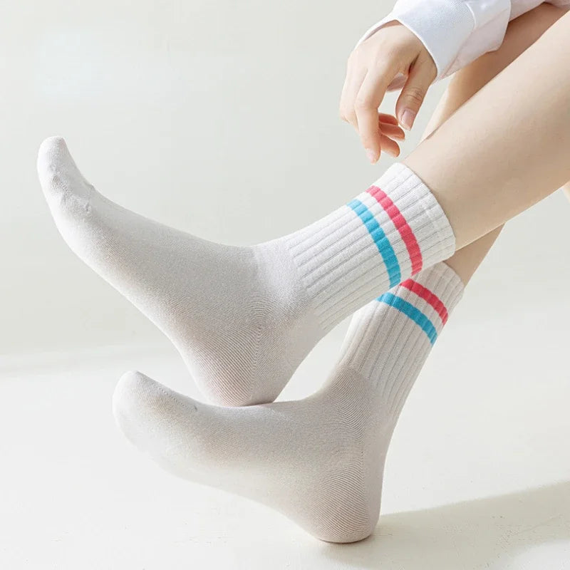 Neue Unisex-Socken aus gestreifter Baumwolle bis zur Mitte der Wade, warme, schweißabsorbierende Anti-Reibungs-Sportsocken, Herren-Basketballsocken, Laufsocken