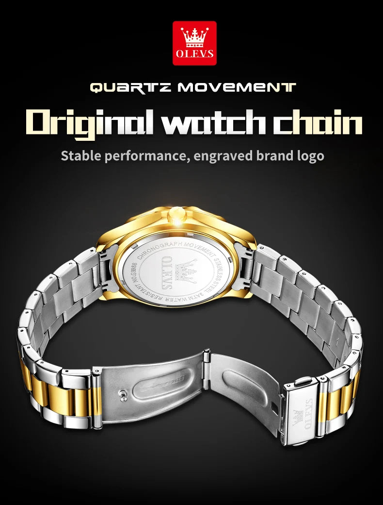 OLEVS 9988 Quartz Watch for Men Luxury Style Waterproof Stainless steel TOP Brand Classic Date Men's Watches Relógio Masculino
