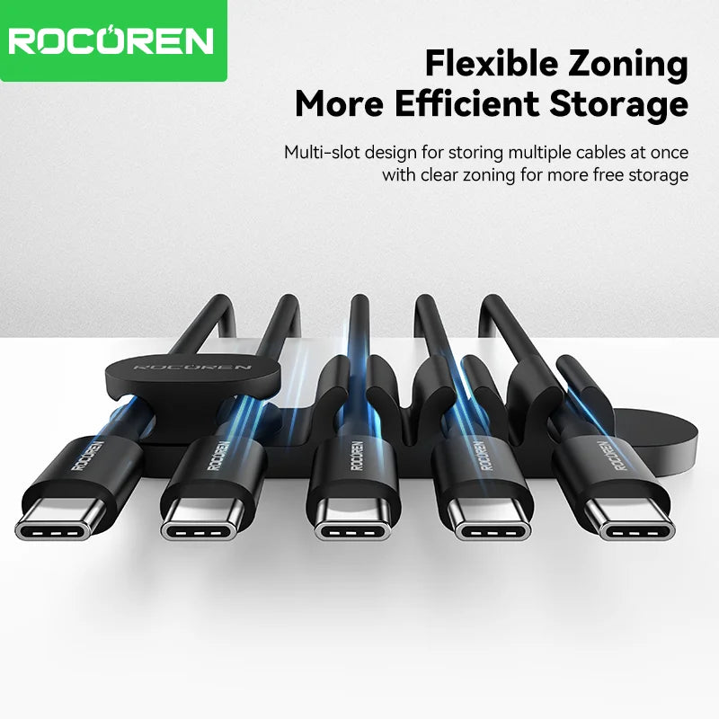Organizer Silicone 5 Hole Cables Winder Flexible Wire Management Clips For Cable ClearanceCordProtector For Charger