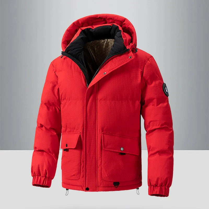 Man Down Jacket Winter New Thicken Cold-proof Windproof Men Outerwear Fashion Solid Color Long Sleeve Zipper Male Hooded Coat