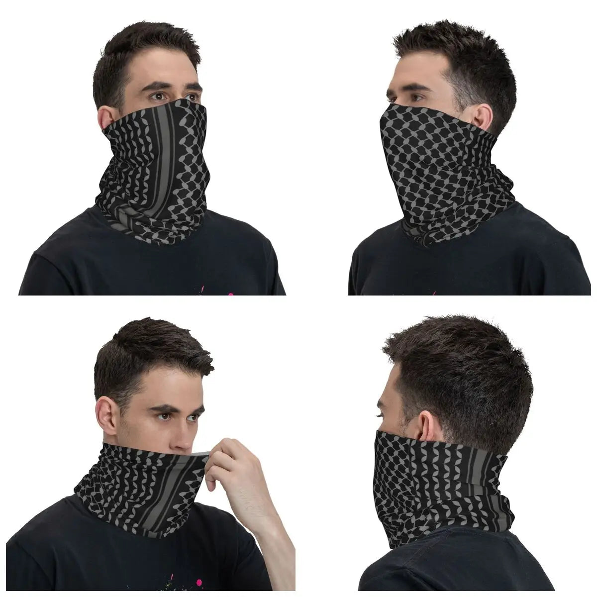 Keffiyeh in Schwarz, Shemagh, taktisches Bandana, Halstuch, bedruckt, Sturmhaube, Wickelschal, warme Kopfbedeckung, Wandern, Unisex, Erwachsene, Winter