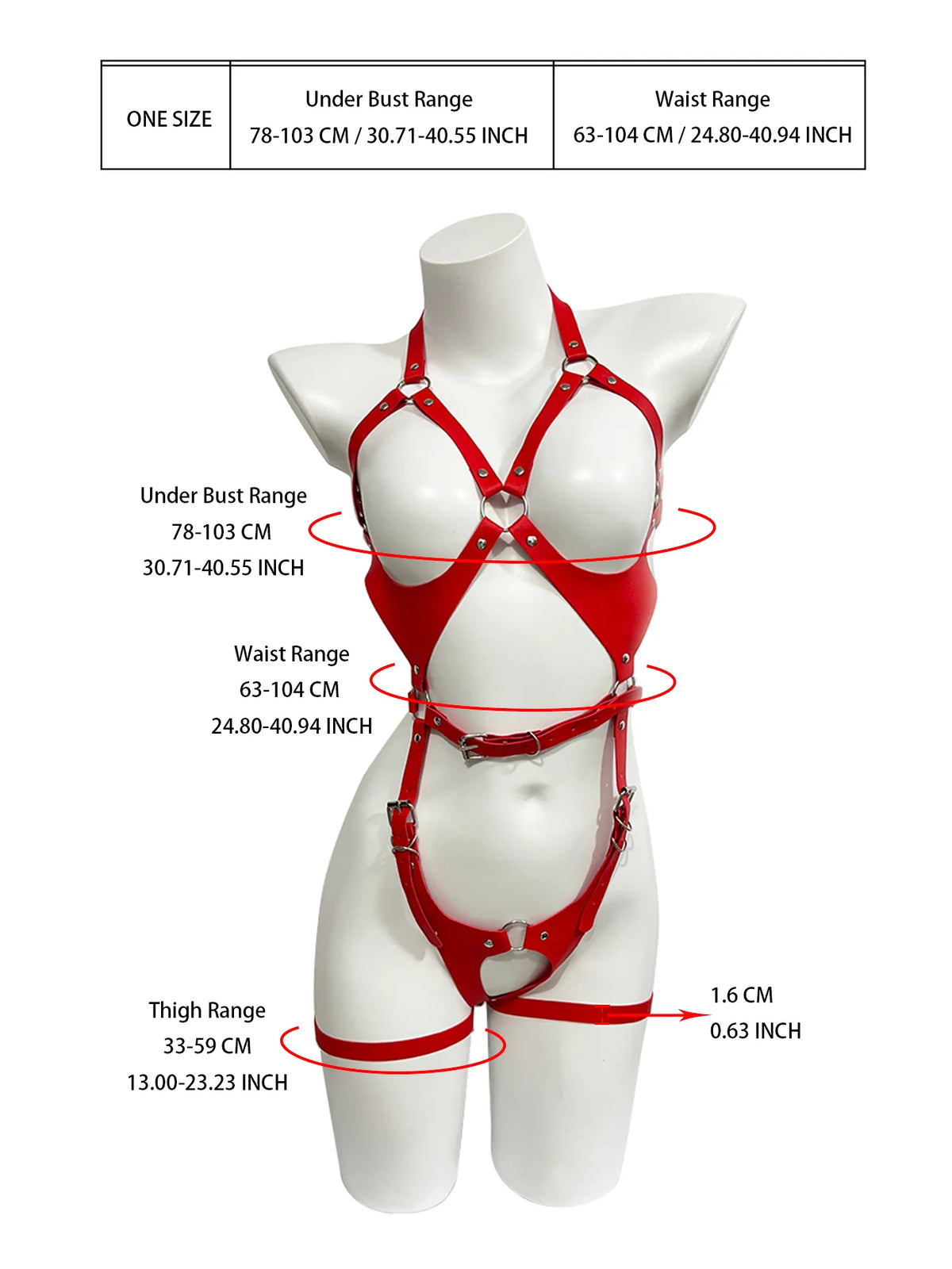 Women Sexy Red Full Body Harness Belt Gothic Leather Lingerie Garter Belt Bondage Chest Harness BDSM Fetish Clothing Rave Outfit