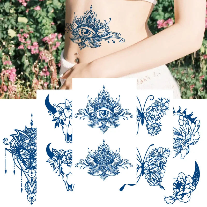 Juice Lasting Ink Tattoos Body Art Waterproof Temporary Tattoo Sticker Eagle Leopard Man Totem Gun Knife Arm Fake Tatoo Women