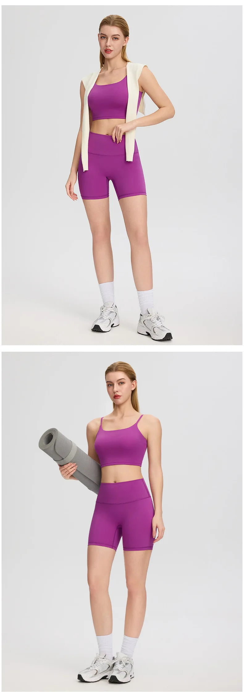 Yoga clothes, running suit, women's chest cushion vest, hip lifting high waist yoga shorts, quick drying breathable fitness suit