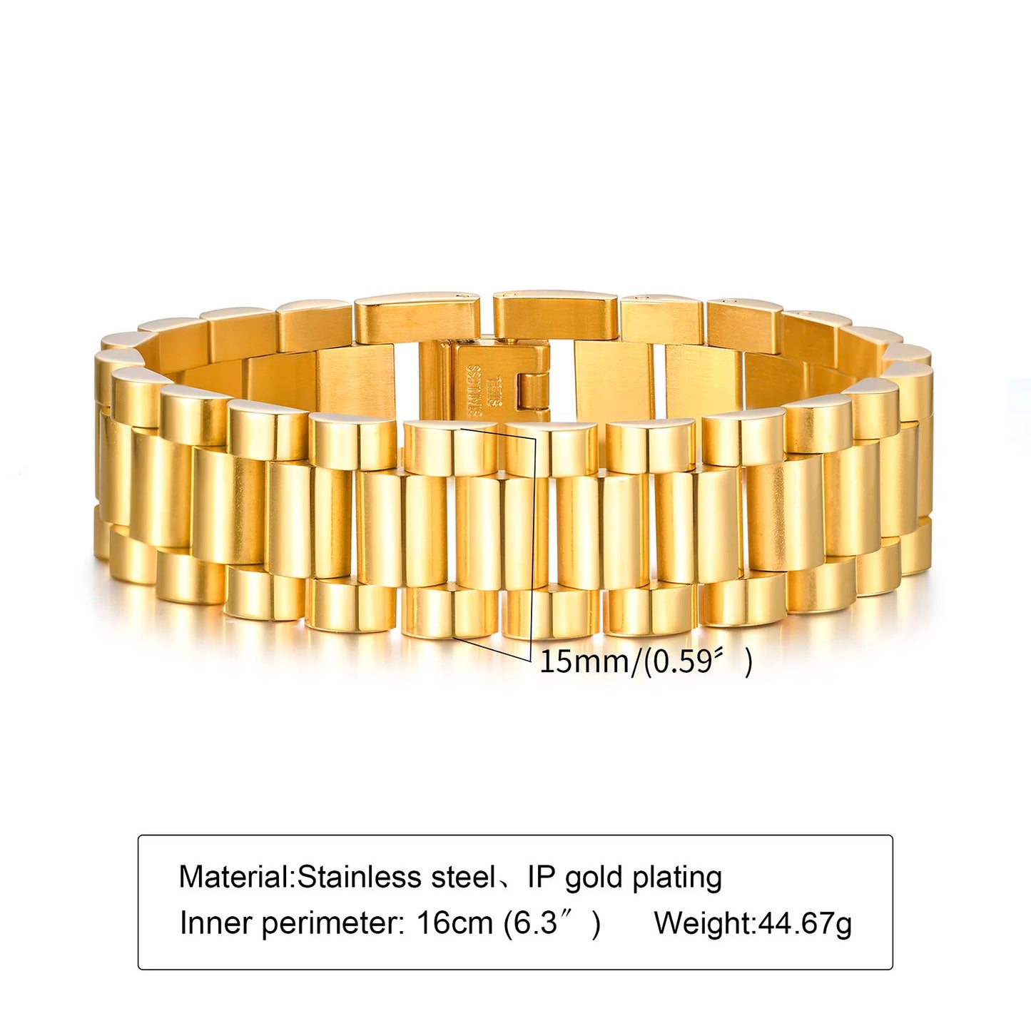 Vnox Stainless Steel Classic Watchband Bracelet For Women Men,Watch Straps Width Link Chain Bracelet Bangle,Unisex Hand Jewelry