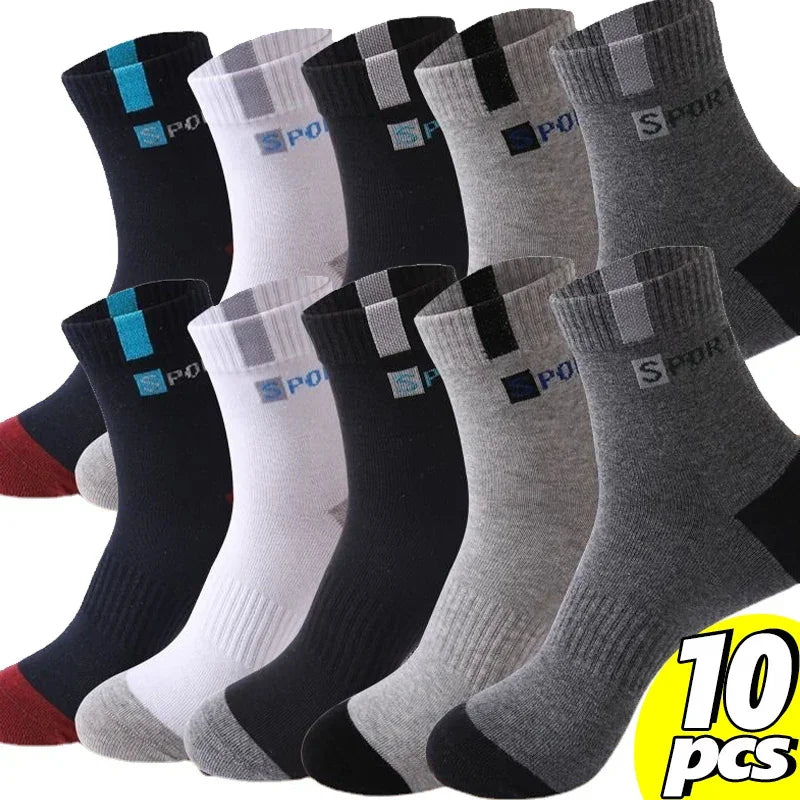 5Pairs 2025 Mens Fashion Sports Socks Spring and Autumn Sweat Absorbent Comfortable Thin Breathable Meias Socks EU 38-47