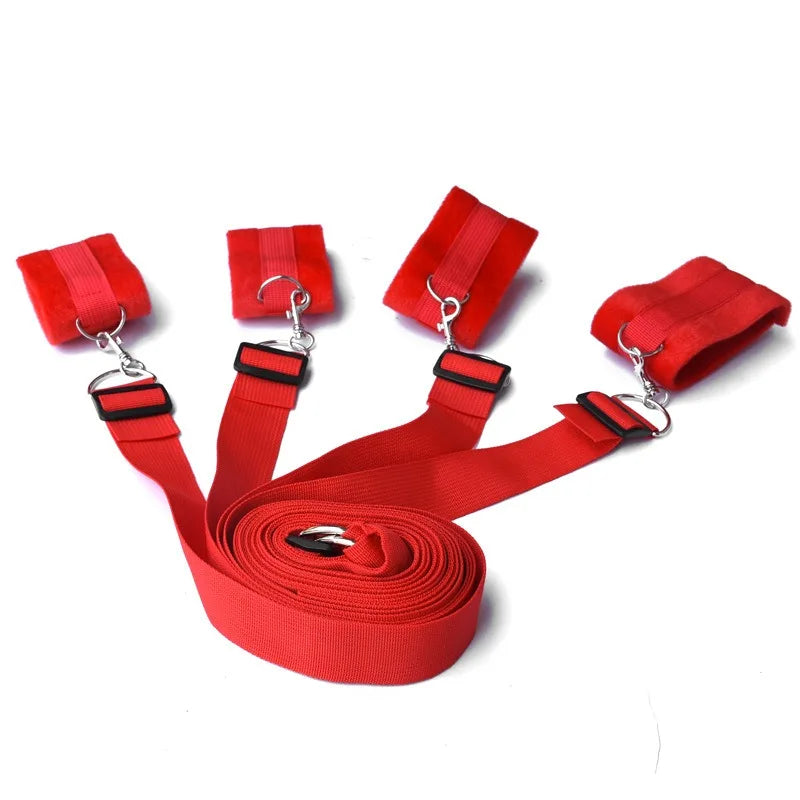 Bed B*ndage Restraint Set Adjustable Wrist Ankle Cuffs Comfortable Couples Handcuffs Adult S*x SM Game Lover Intimate Play Kit