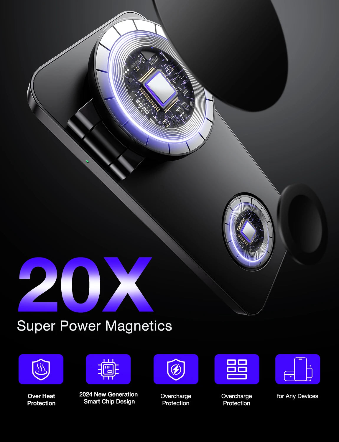 Magnetic 3 in 1 Fast Wireless Charger Stand Foldable Charging Station For iPhone 16 15 14 13 12 Apple Watch 9 8 7 6 Airpods Pro