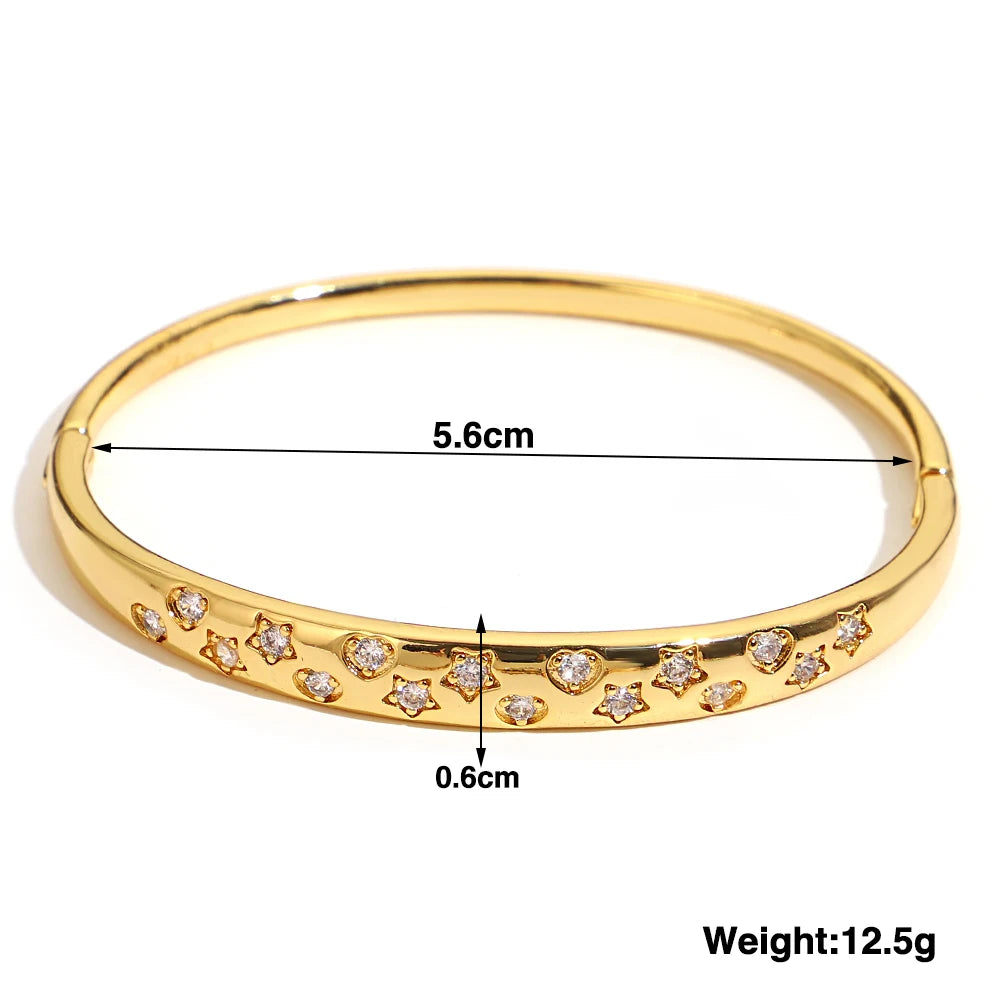 Greatera Trendy Gold Plated 316L Stainless Steel Bangles Bracelets for Women Delicate Cubic Zirconia Bracelet Party Jewelry 2024