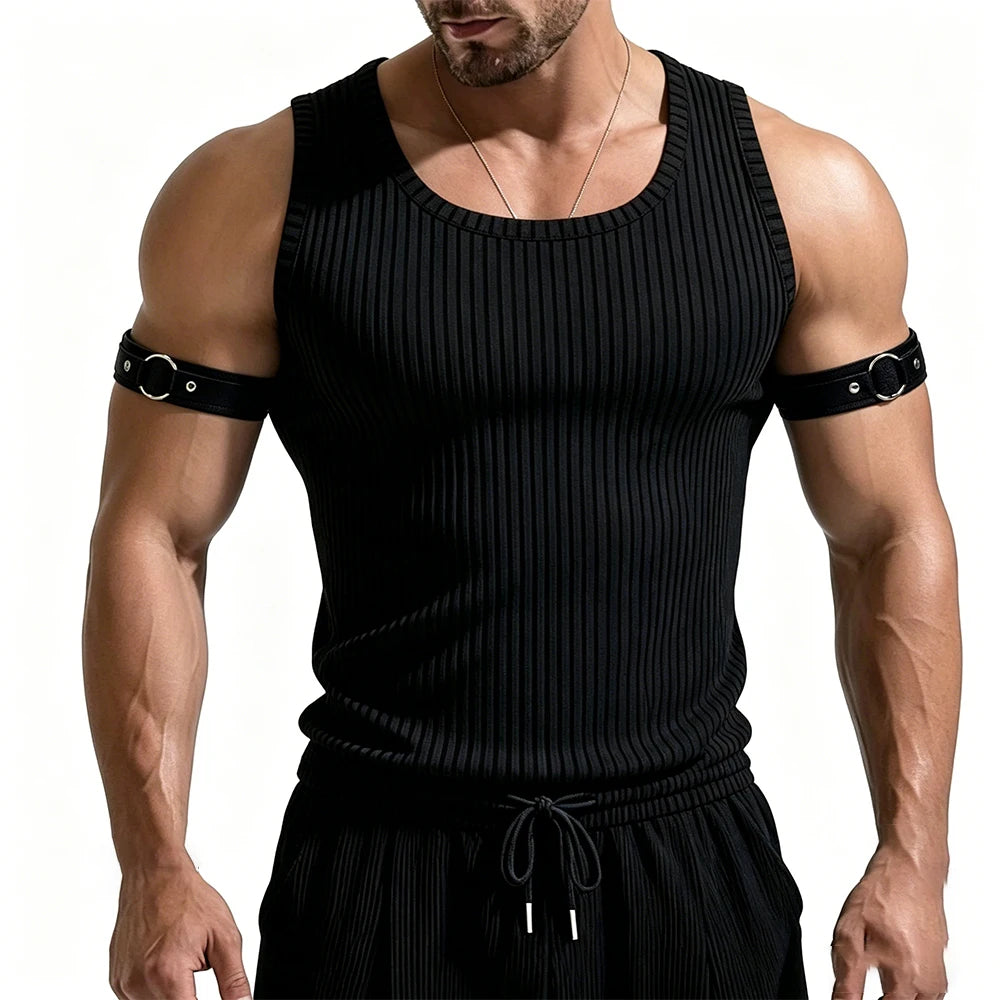 Men PU Leather Chest Harness Belt Adjustable Body Waist Strap with O Ring Rivet Punk Gothic Halloween Carnival Party Accessories