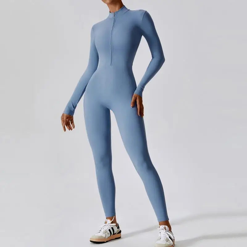 Warm Longsleeve Jumpsuts Women Thickened Sport Overalls Gym Set Zipper Fitness Bodysuits Winter Jumpsuit Workout Tracksuit
