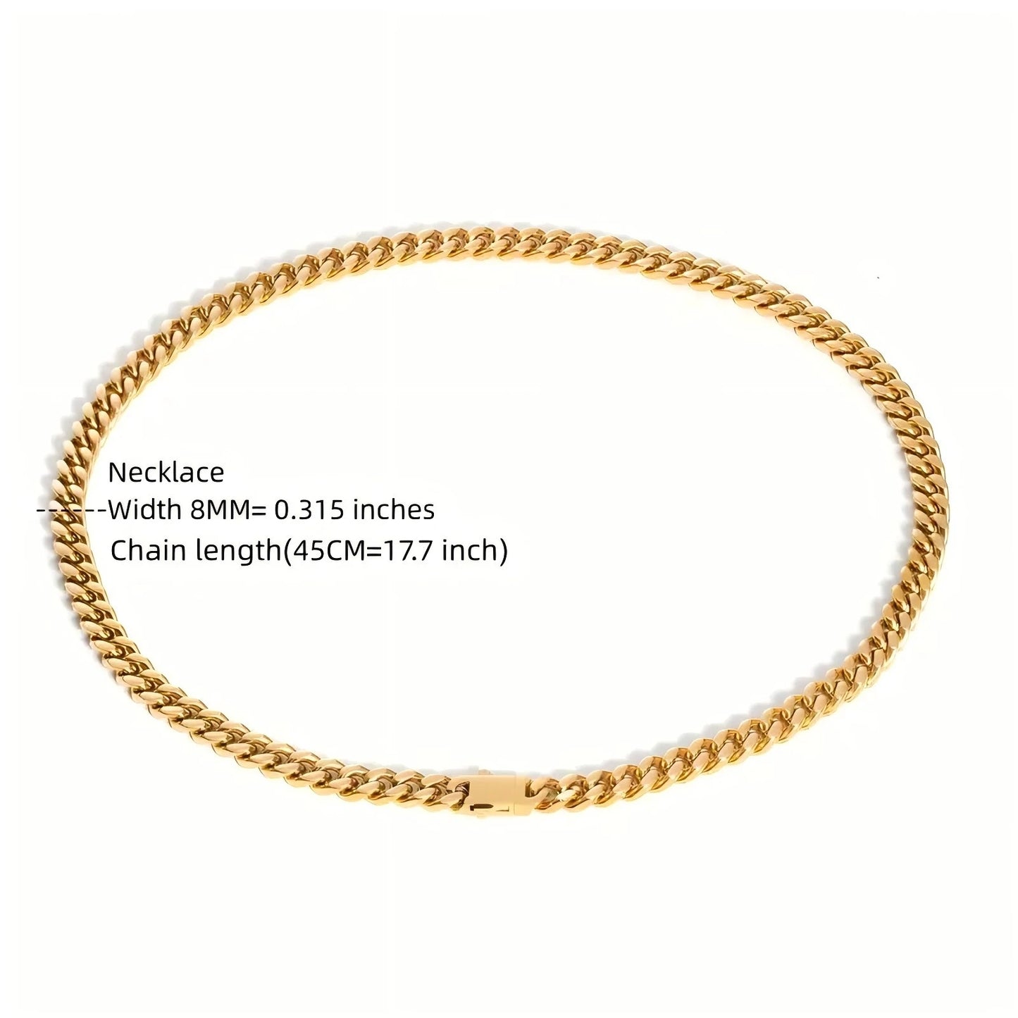 Stainless steel, 12mm gold-plated, necklace and hip-hop bracelet kit from the Cuban chain in Miami, gifts for men and women