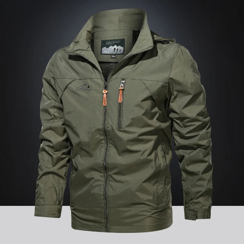 Men Loose Thin Waterproof Hooded Jackets Spring Autumn Outerdoor Hiking Hunting Windbreaker Coat Trend Streetwear Zip Up Jacket