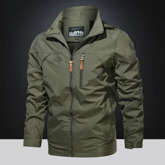 Men Loose Thin Waterproof Hooded Jackets Spring Autumn Outerdoor Hiking Hunting Windbreaker Coat Trend Streetwear Zip Up Jacket
