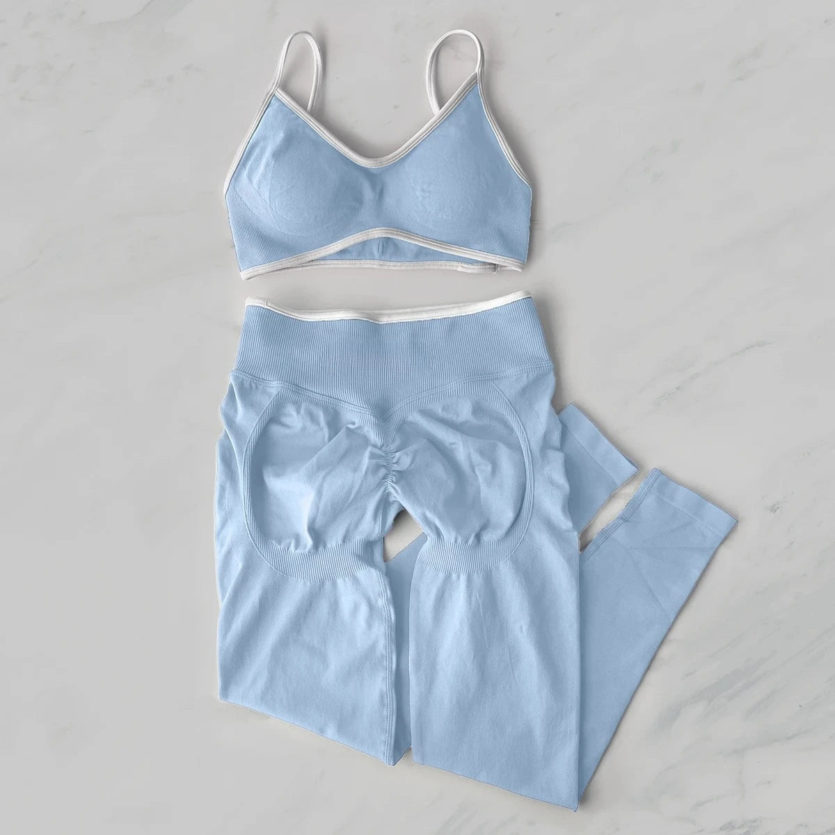 2Pcs Women's Gym Yoga Set Seamless High Waist Leggings Sports Bra Top Workout Outfit Fitness Activewear Running Training Clothes