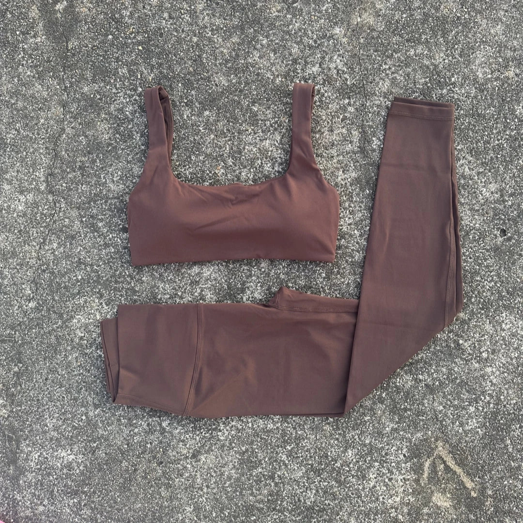 Solid Color Soft Gym Yoga Set Legging Soft Hollow Out Sport Bra Tracksuit Women Gym Suit Comprehensive Training Jogging Athletic