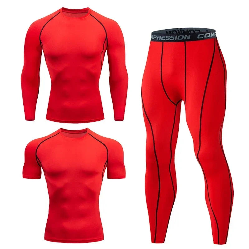 Mens Fitness Sportswear Set Moisture-wicking for Gym Running Leggings Dry Fit and Comfortable Workouts Sports Wear Clothes