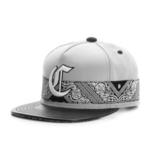 Unisex Big C Paiz Allover Snapback Hat Paisley Bandanna Print Adults Outdoor Travel Hip Hop Headwear Sports Sun Baseball Cap