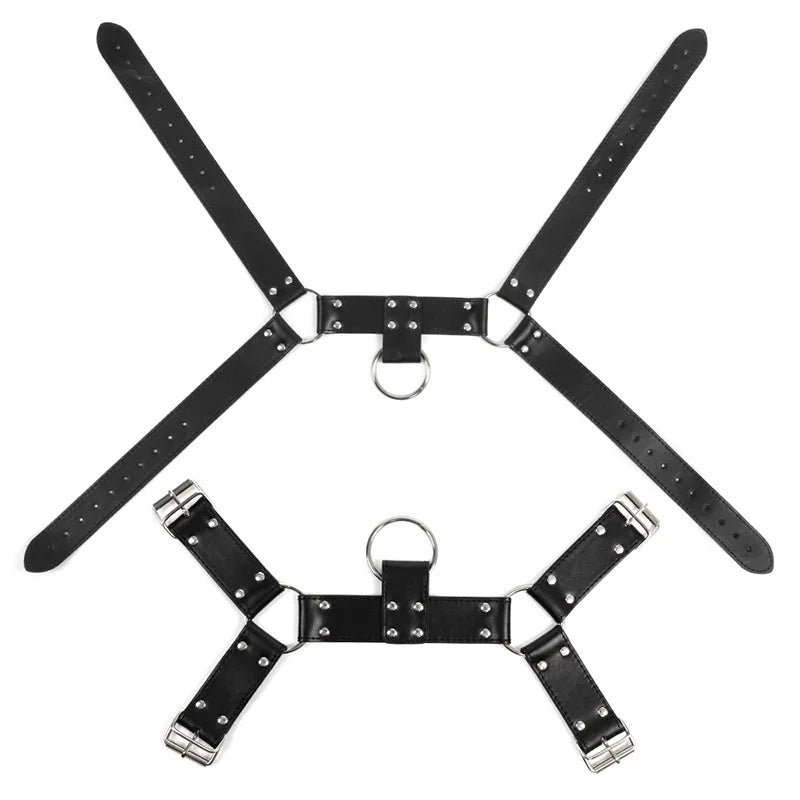 Fetish Male Lingerie Harness Men Body Leather Chest Suspender Belt Punk Costumes Adjustable Sexual Straps