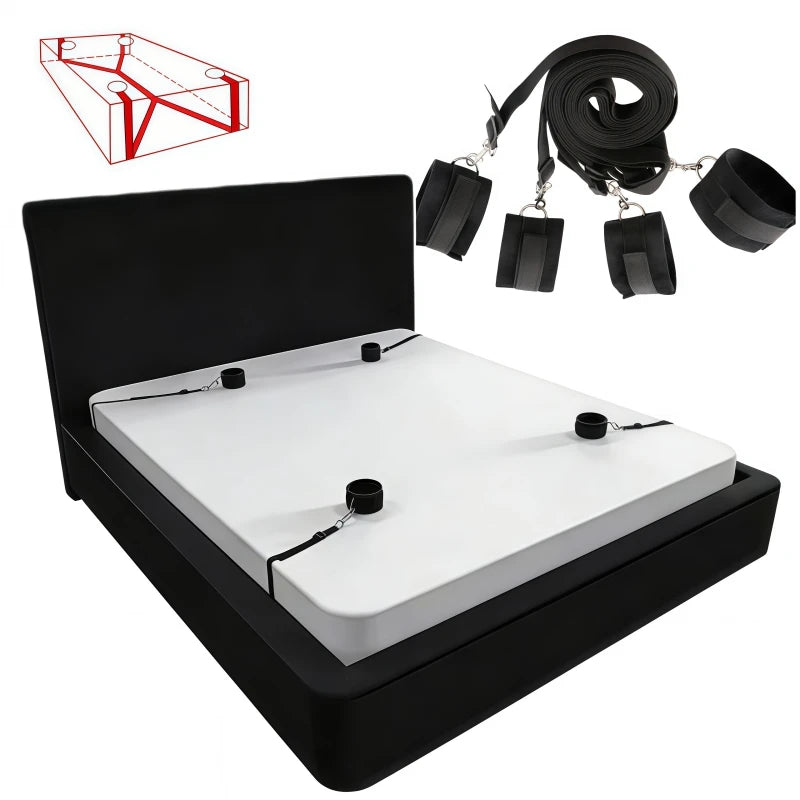 Bed B*ndage Restraint Set Adjustable Wrist Ankle Cuffs Comfortable Couples Handcuffs Adult S*x SM Game Lover Intimate Play Kit