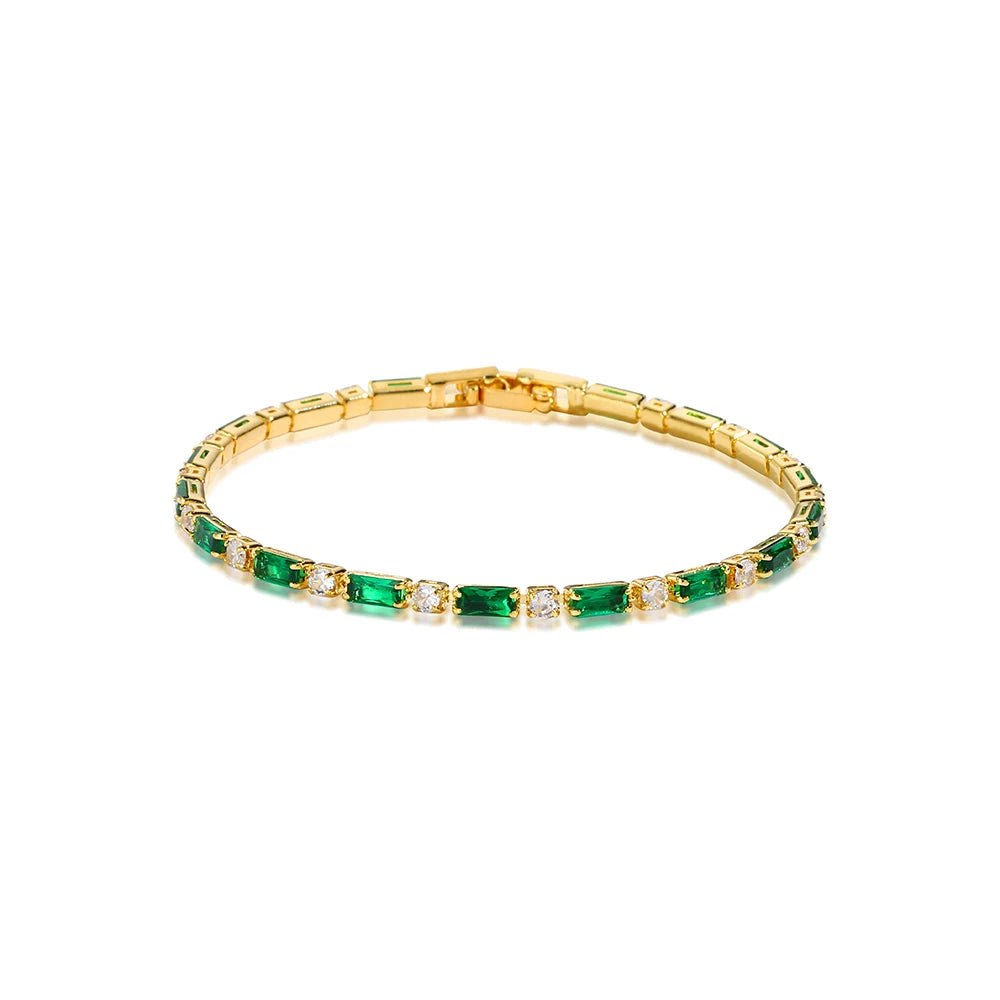 Mix Style Green Micro-inlaid Zircon Tennis Bracelet for Women ew Men Bracelet Homme Jewelry