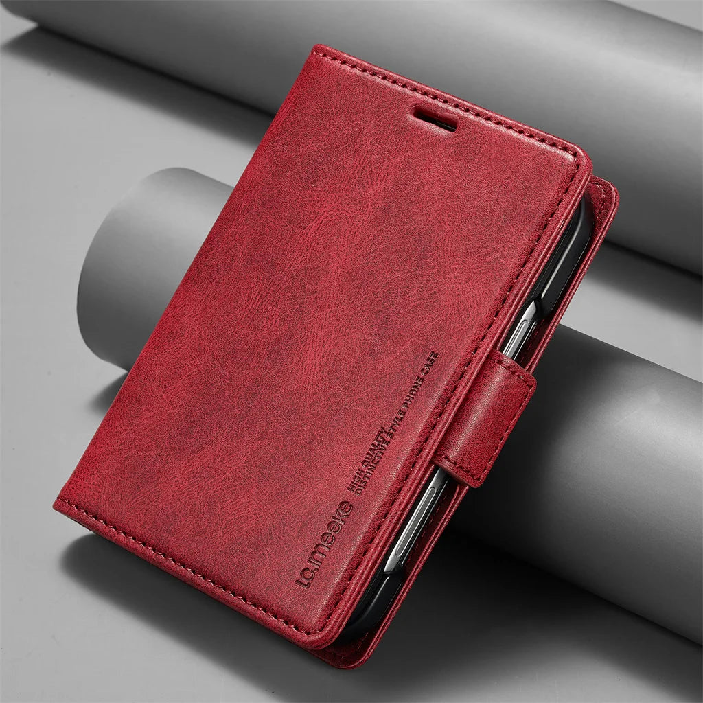 Business Leather Wallet Phone Case For Apple iPhone Duo RFID Blocking Credit Card Holder Hinge Protective Shockproof Full Cover